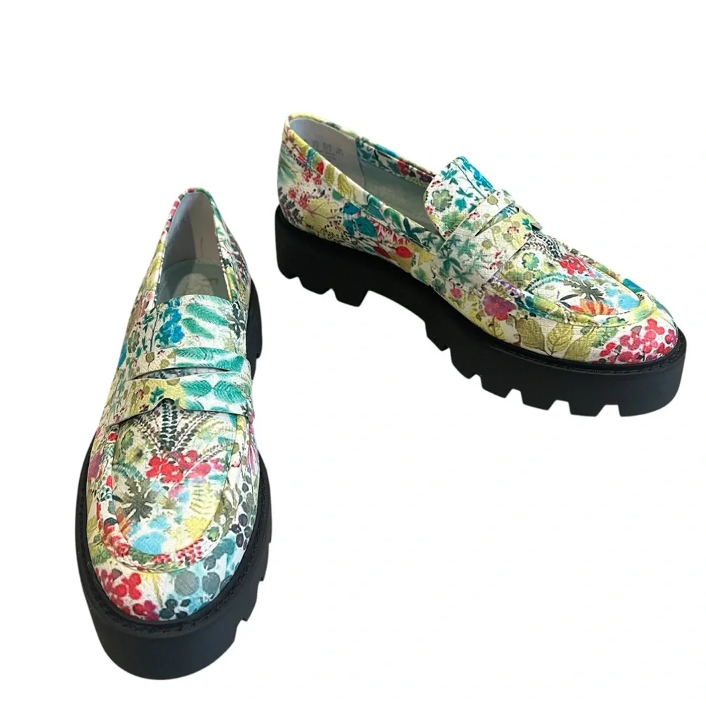 Franco Sarto L-Balin Floral Chunky Lug Sole Loafers, Sz 7.5 - Picture 3 of 14
